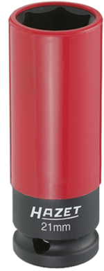 Hazet 1/2" konehylsy 21mm punainen (suojattu, pitkä)